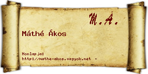 Máthé Ákos névjegykártya
